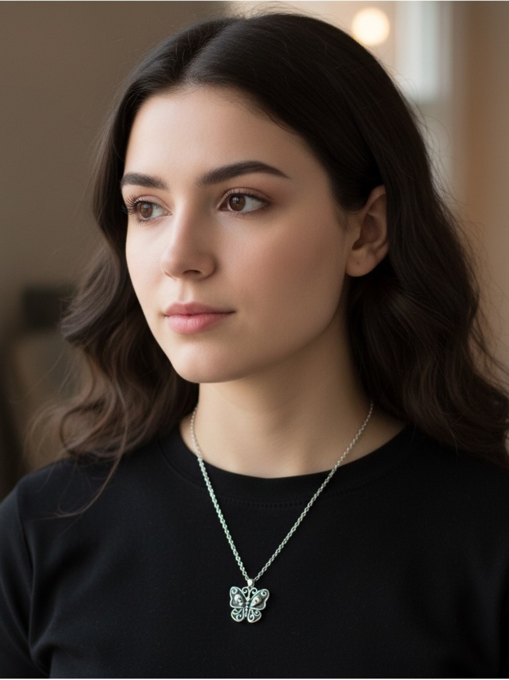 💖Emery Rose Skull and Butterfly Charm Necklace